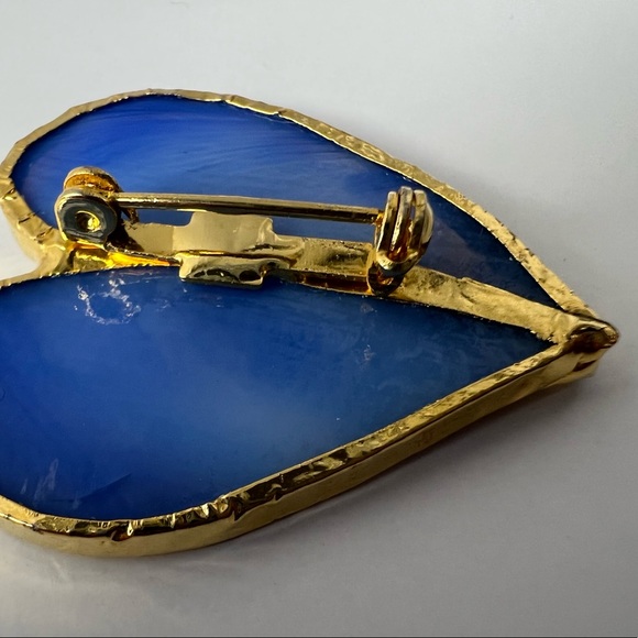Gold Tone Blue AB Color Heart Brooch/Pin - Picture 11 of 13